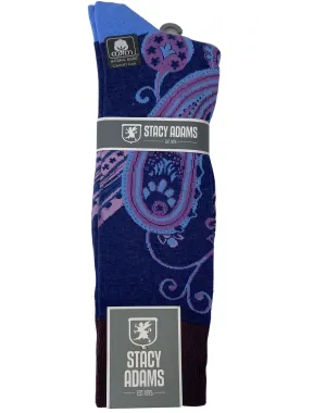 Stacy Adams Paisley Dress Socks - Navy & Purple