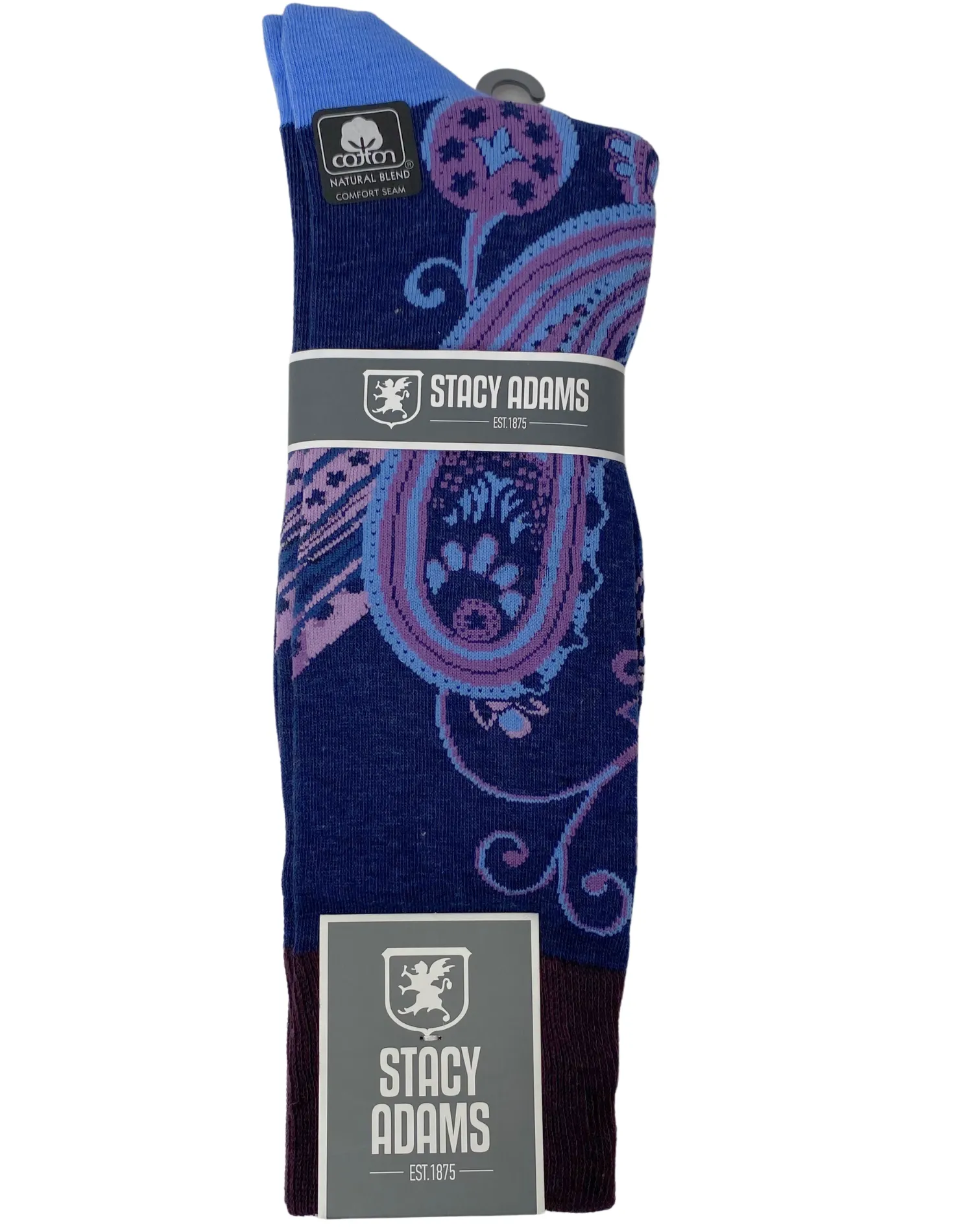 Stacy Adams Paisley Dress Socks - Navy & Purple