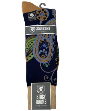 Stacy Adams Paisley Dress Socks - Taupe & Navy