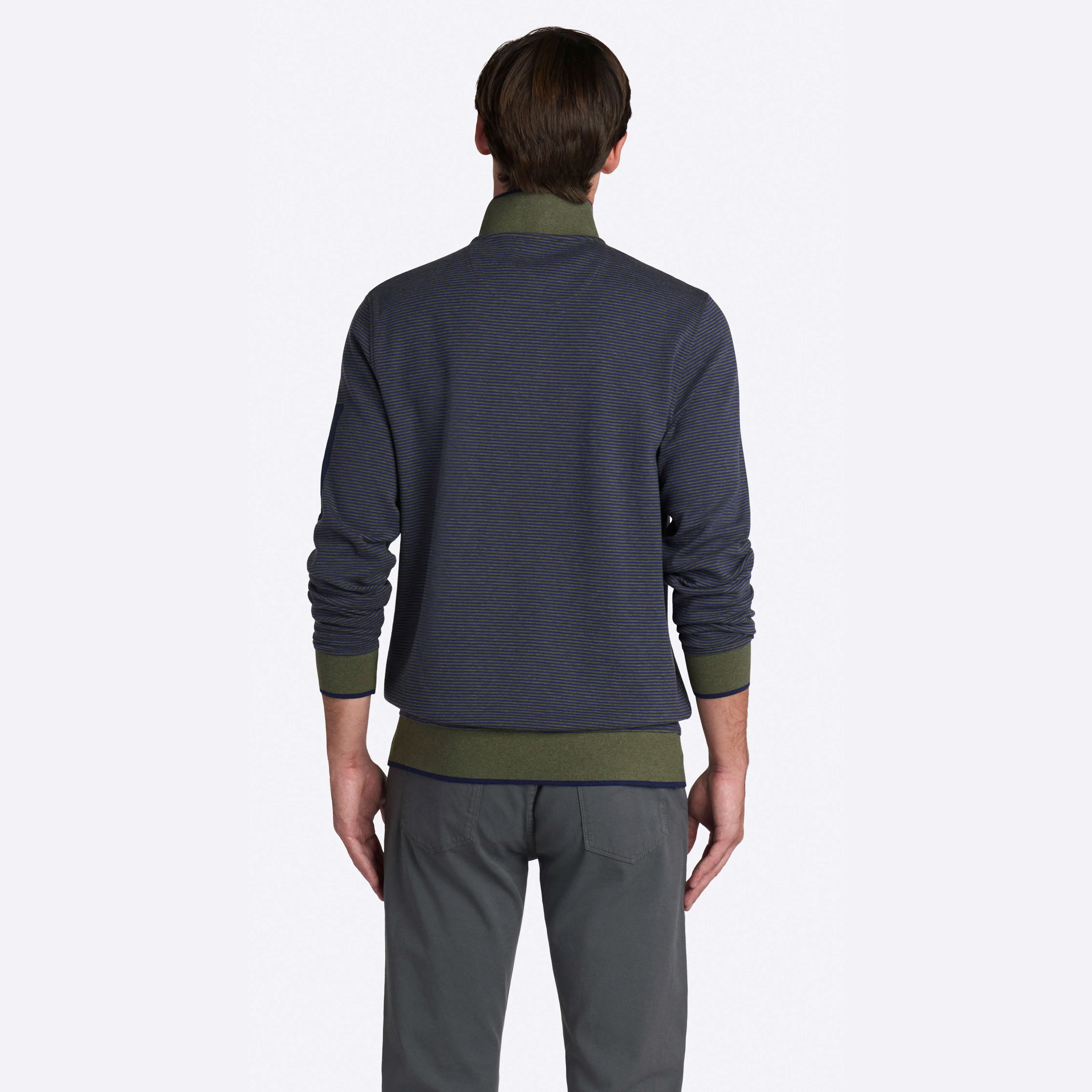 Striped Quarter Zip Mock Neck Pullover