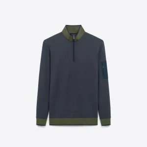 Striped Quarter Zip Mock Neck Pullover