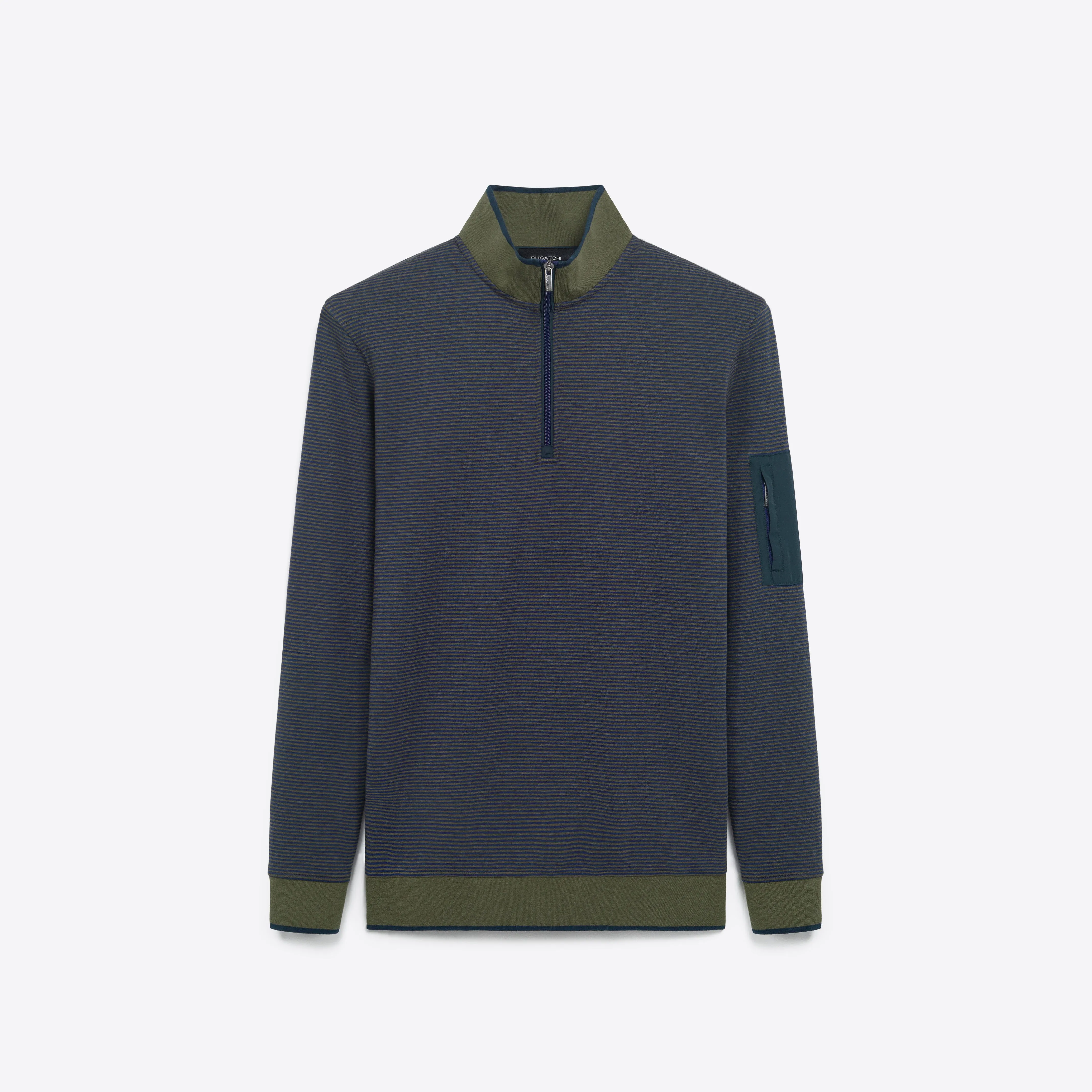 Striped Quarter Zip Mock Neck Pullover