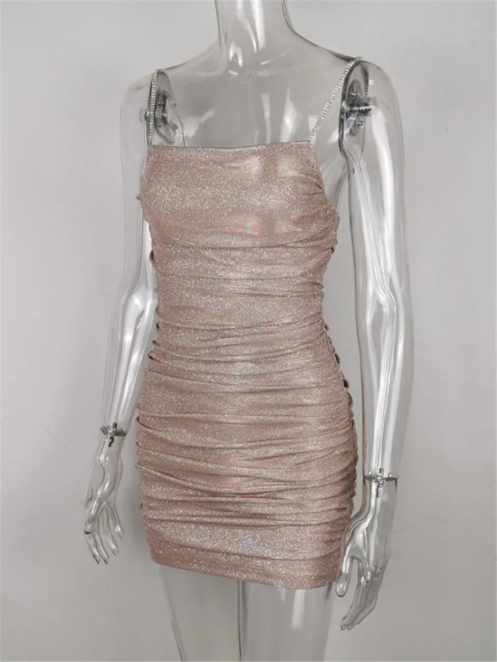 Stylish Casual Shiny Design Sexy Slim Mini Slip Dress