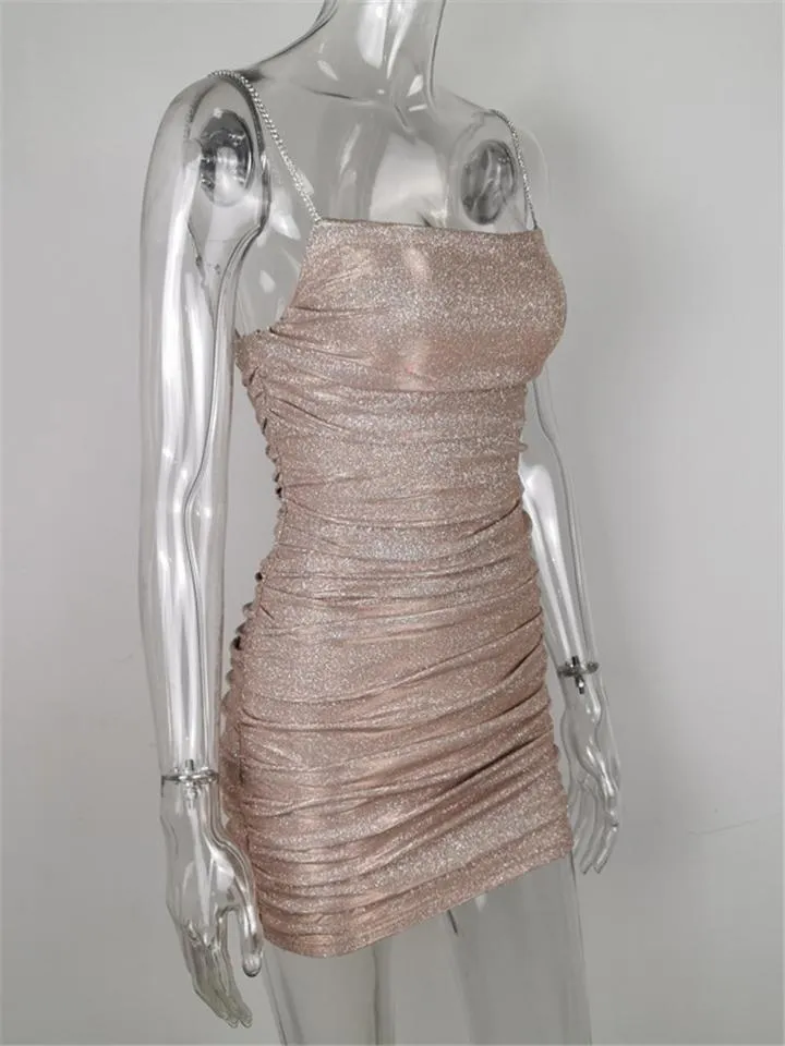 Stylish Casual Shiny Design Sexy Slim Mini Slip Dress