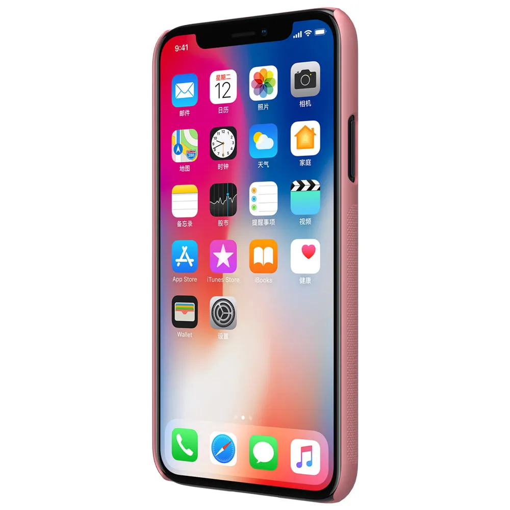 Super Frosted Shield  Hard Back Phone Case For Apple Iphone X   Protect Film - Black,Brown,Gold,Rose Gold,Red,White