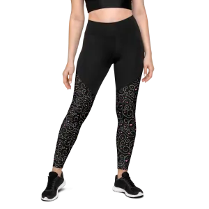 Swirls and Hearts Sports Leggings (Women's XXS-3XL)