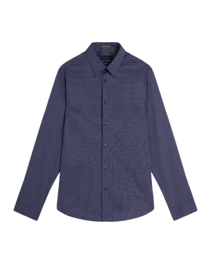 Ted Baker Bouley Navy Circle Pattern Slim Fit Shirt Neck 17.5"