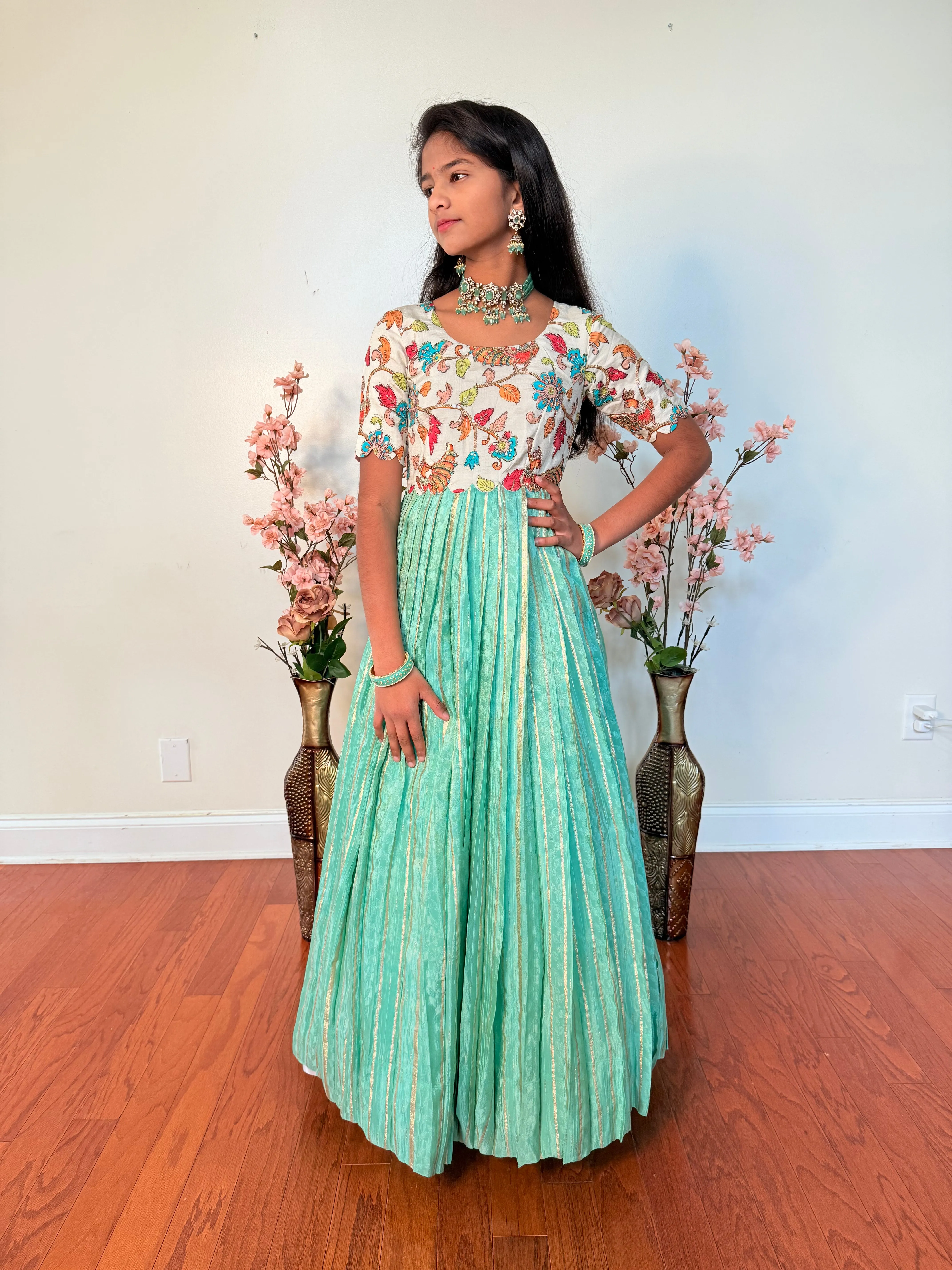 Teens 10-15 yrs - Trendy Tissue Long Gown