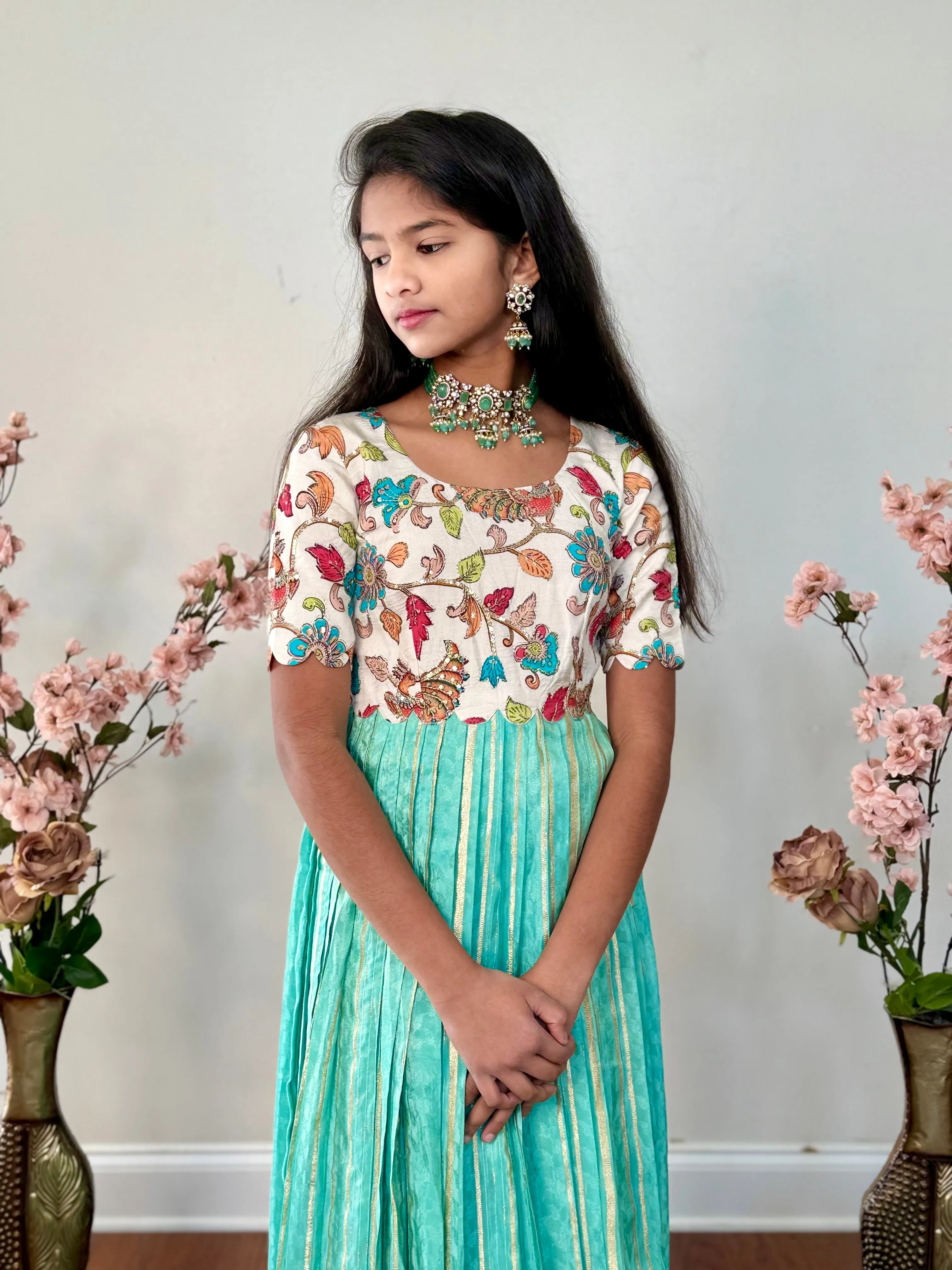 Teens 10-15 yrs - Trendy Tissue Long Gown