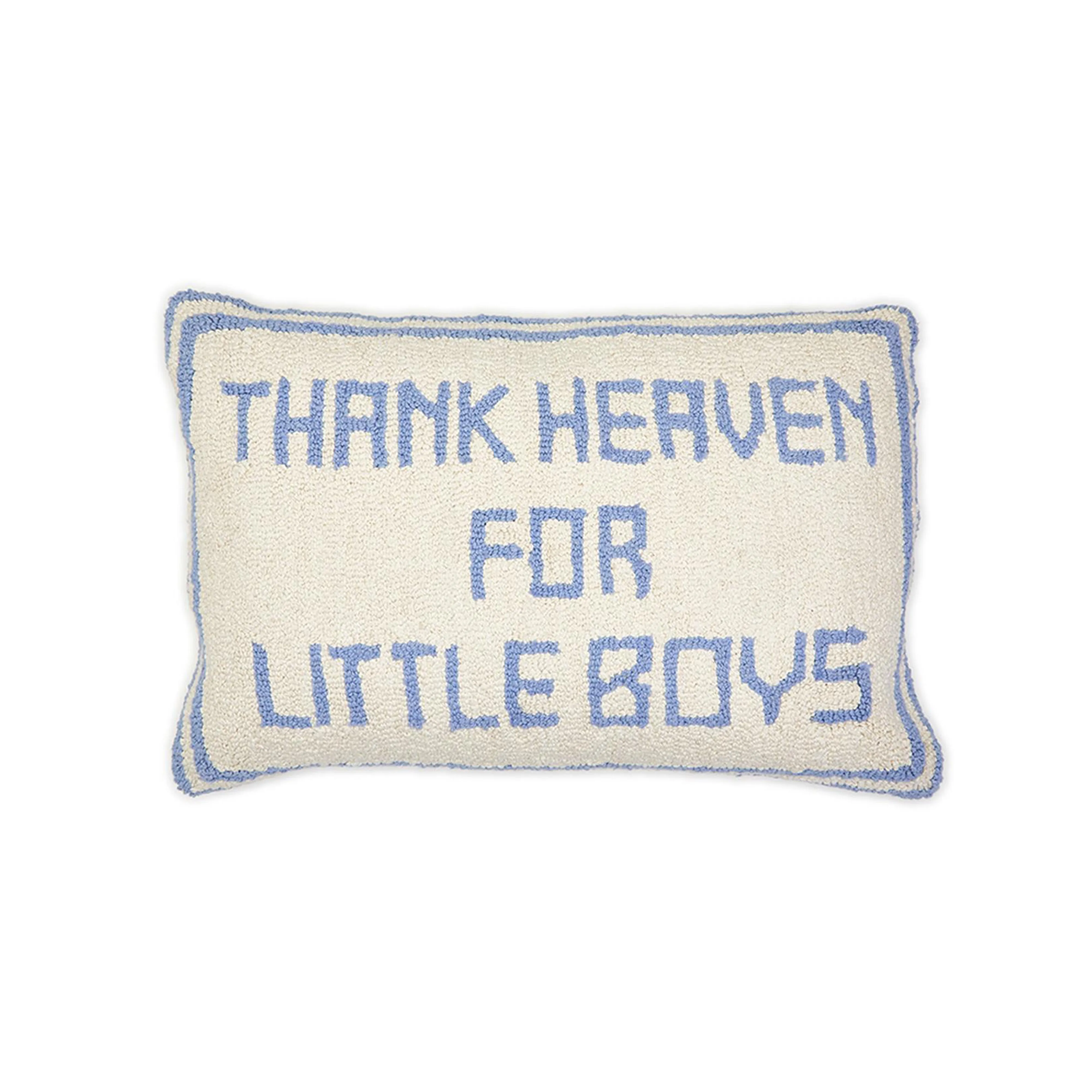 Thank Heaven Embroidered Pillow (Boy) - Two's Company