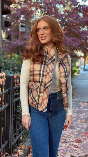 Thankful Taupe Plaid Vest