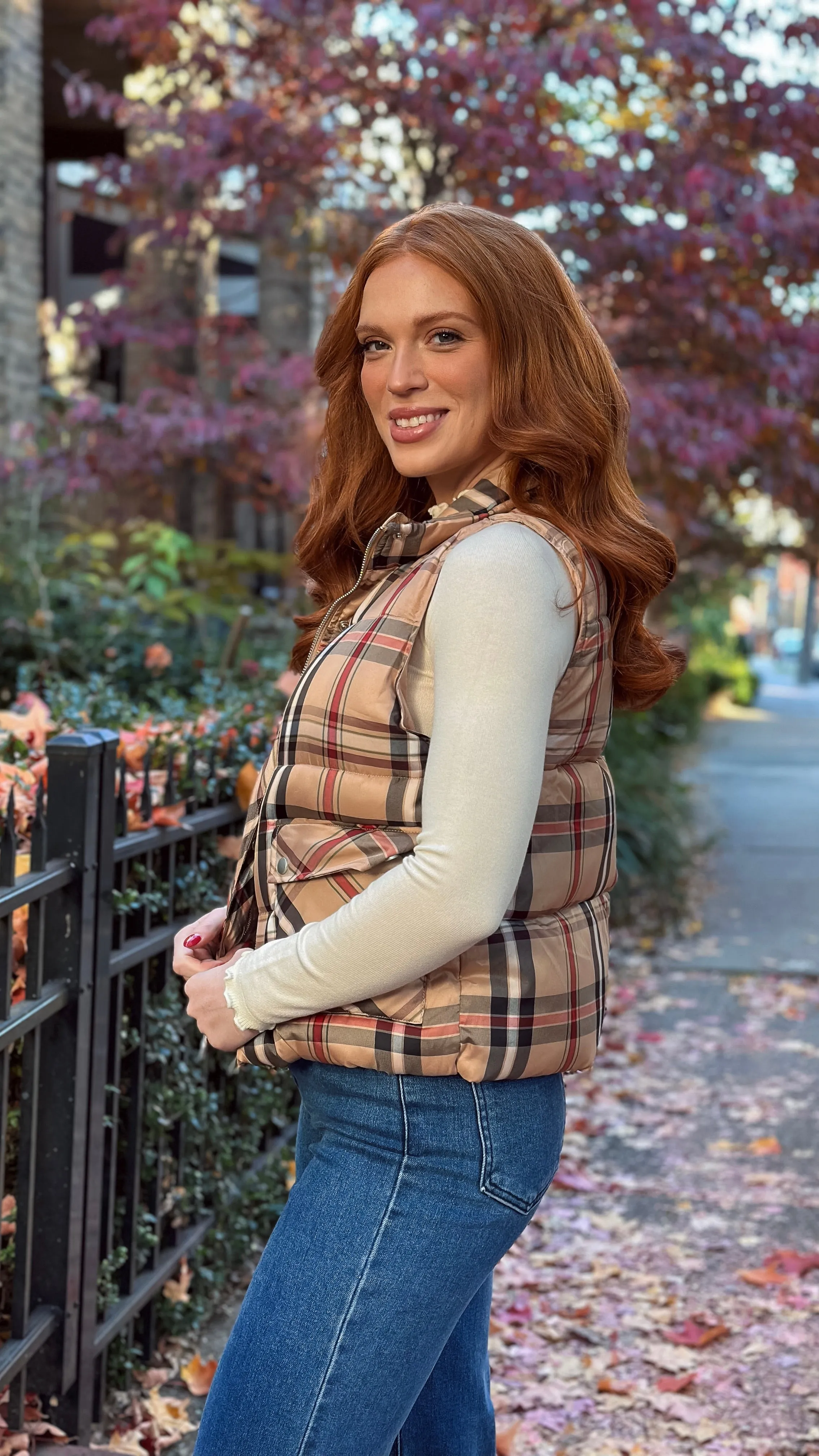 Thankful Taupe Plaid Vest