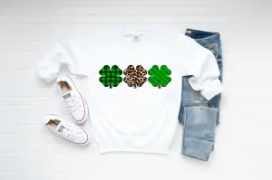 Three 4 Leaf Buffalo Plaid Shamrocks Sweatshirt