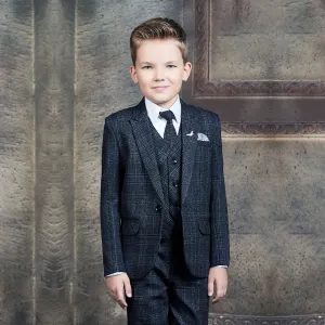 Timeless Checkered  Boys Caridi Black Check Suit