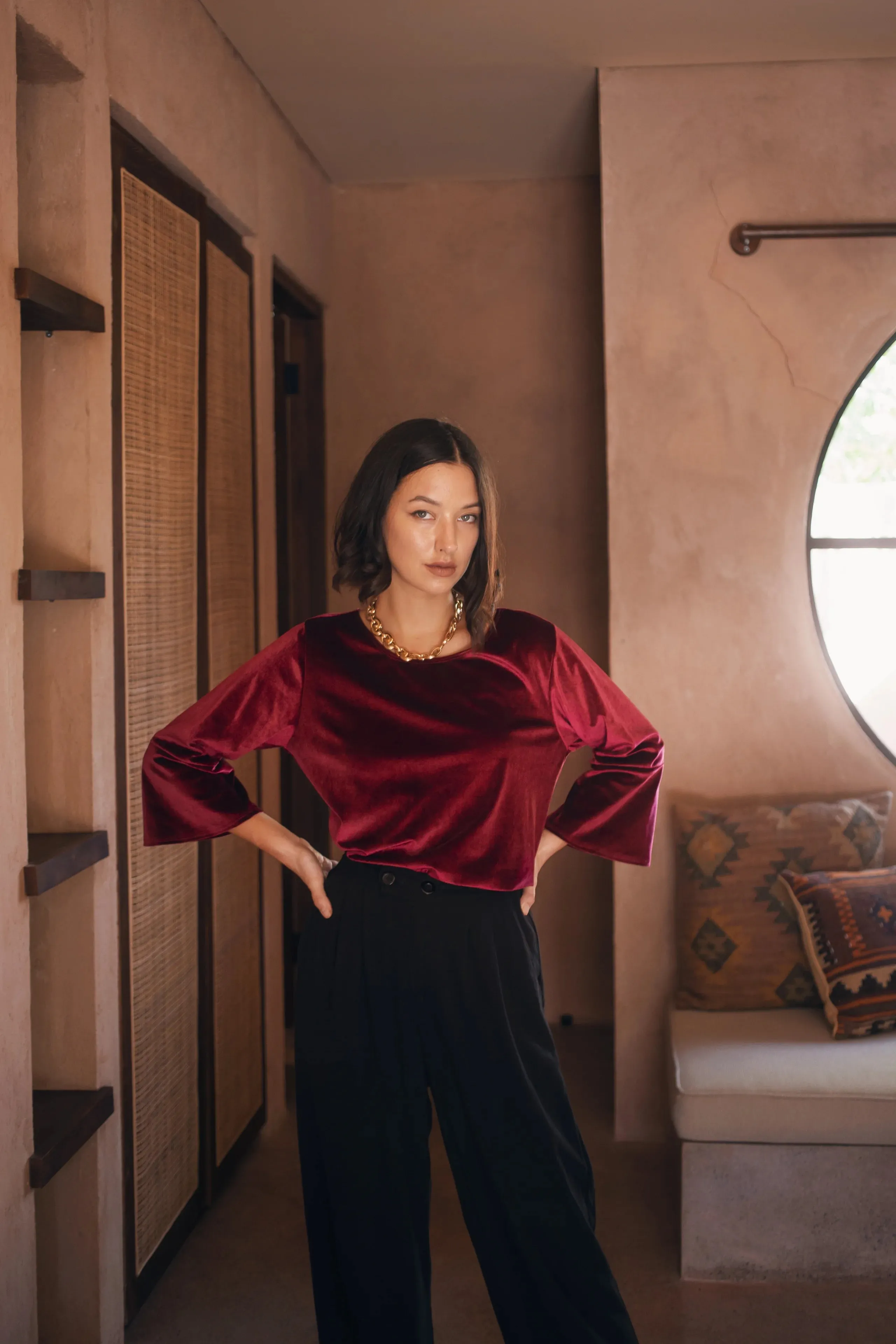 Total Eclipse Velvet Top - Cavalier Red