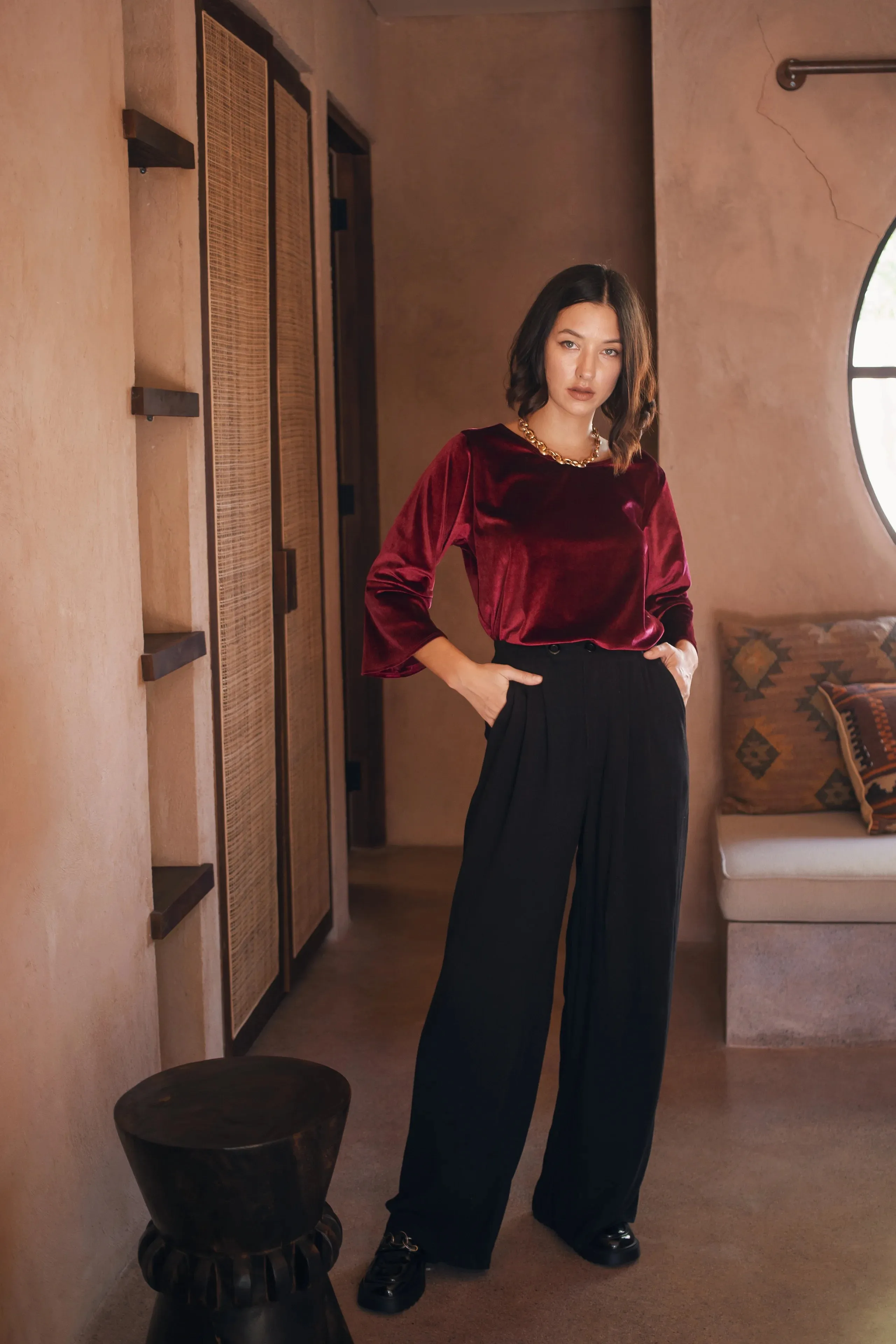 Total Eclipse Velvet Top - Cavalier Red
