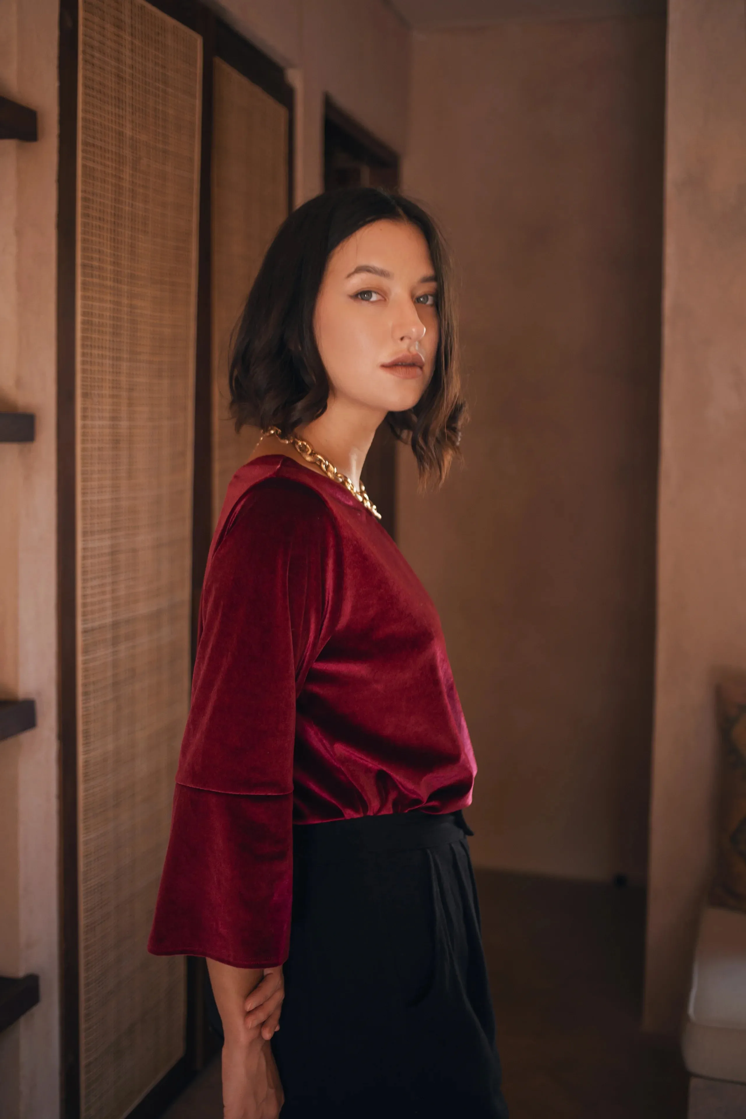 Total Eclipse Velvet Top - Cavalier Red