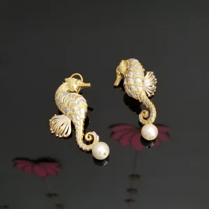 Trendy Sea Horse Design Earrings FL10