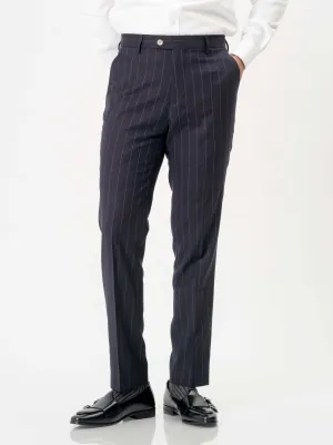 Trousers With Belt Loop - Deep Blue Stripes (Slim Straight)