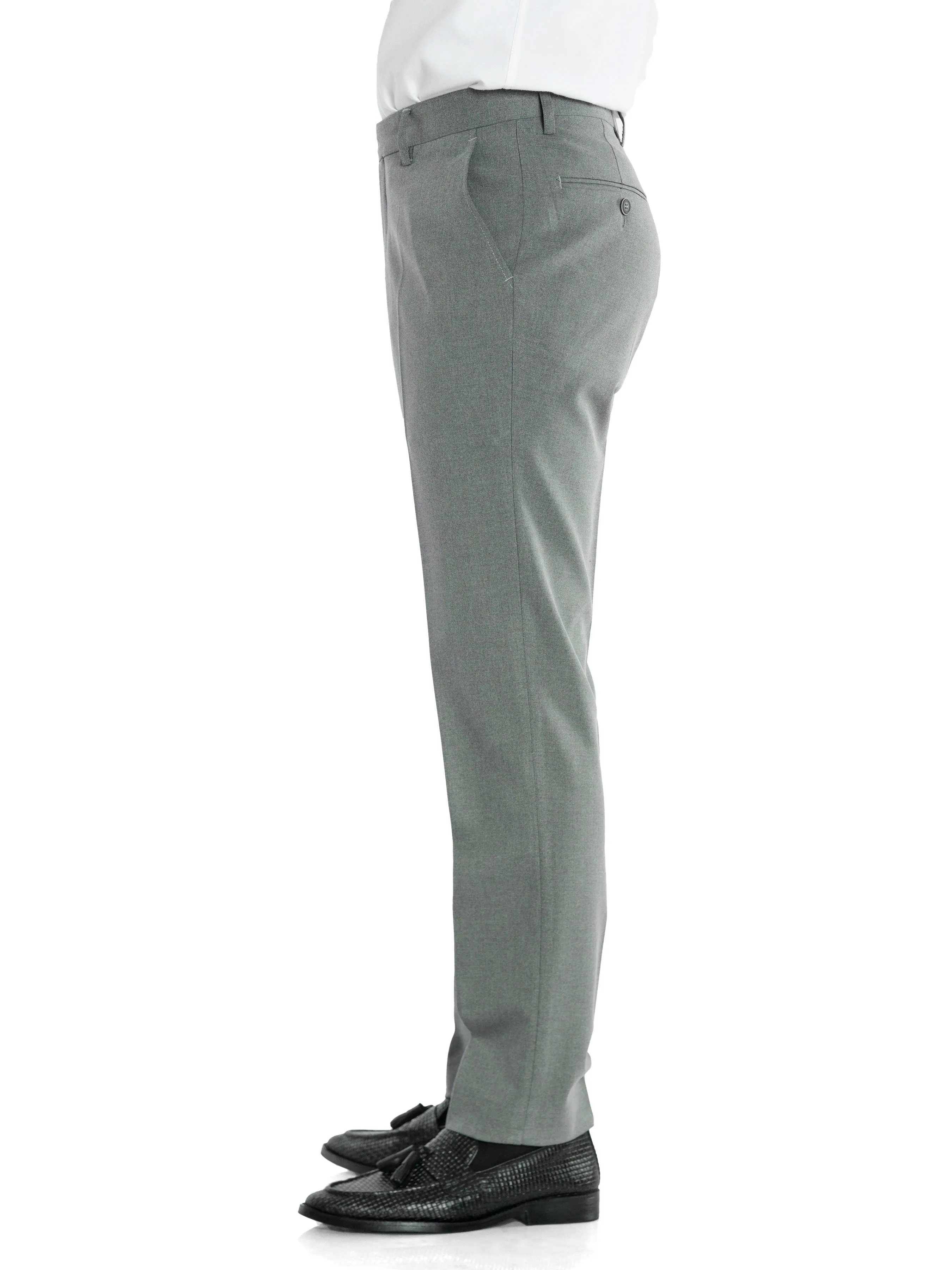 Trousers With Belt Loop - Grey Plain (Slim Straight)