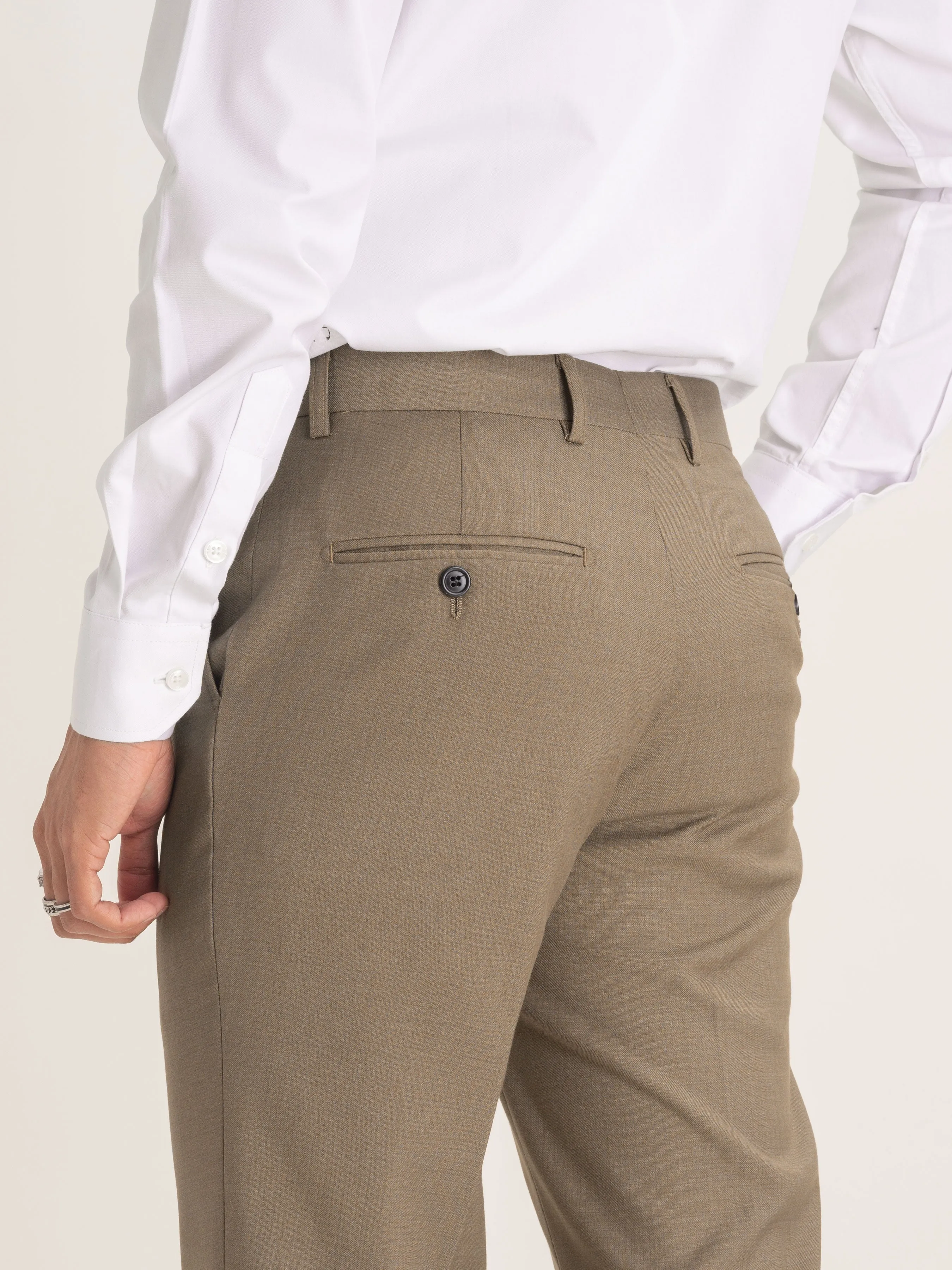 Trousers With Belt Loop -  Khakis Plain (Slim Straight)