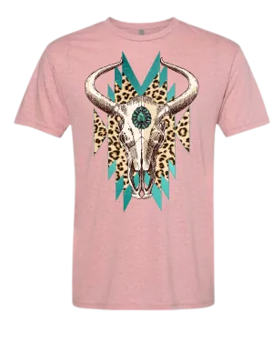 Turquoise & Leopard Skull Shirt