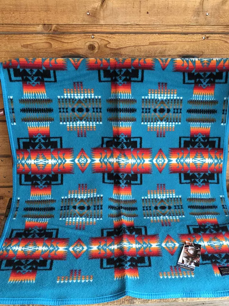 Turquoise Chief Joseph Muchacho Crib Baby Blanket by Pendleton, turquoise