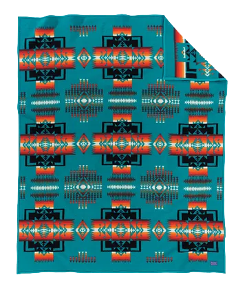 Turquoise Chief Joseph Muchacho Crib Baby Blanket by Pendleton, turquoise