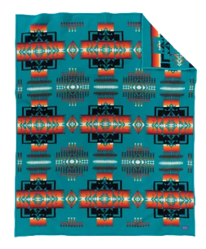 Turquoise Chief Joseph Muchacho Crib Baby Blanket by Pendleton, turquoise