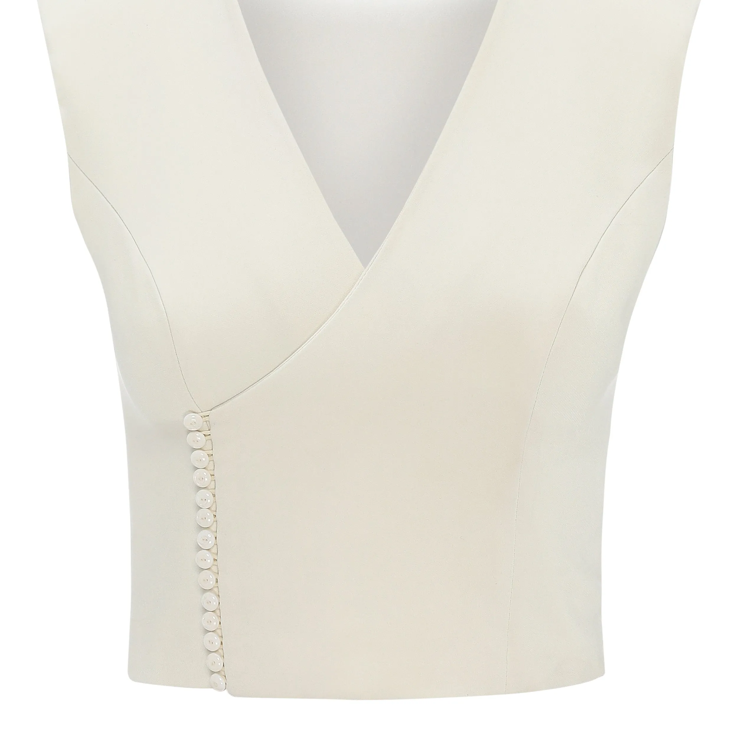 V-neck with Button Detail Viscose Tank Top