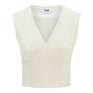 V-neck with Button Detail Viscose Tank Top