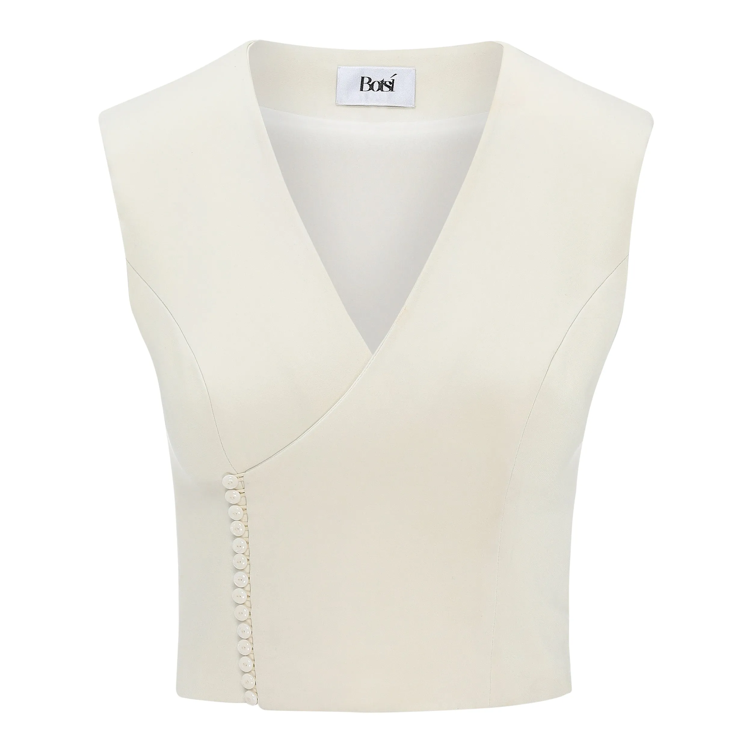 V-neck with Button Detail Viscose Tank Top