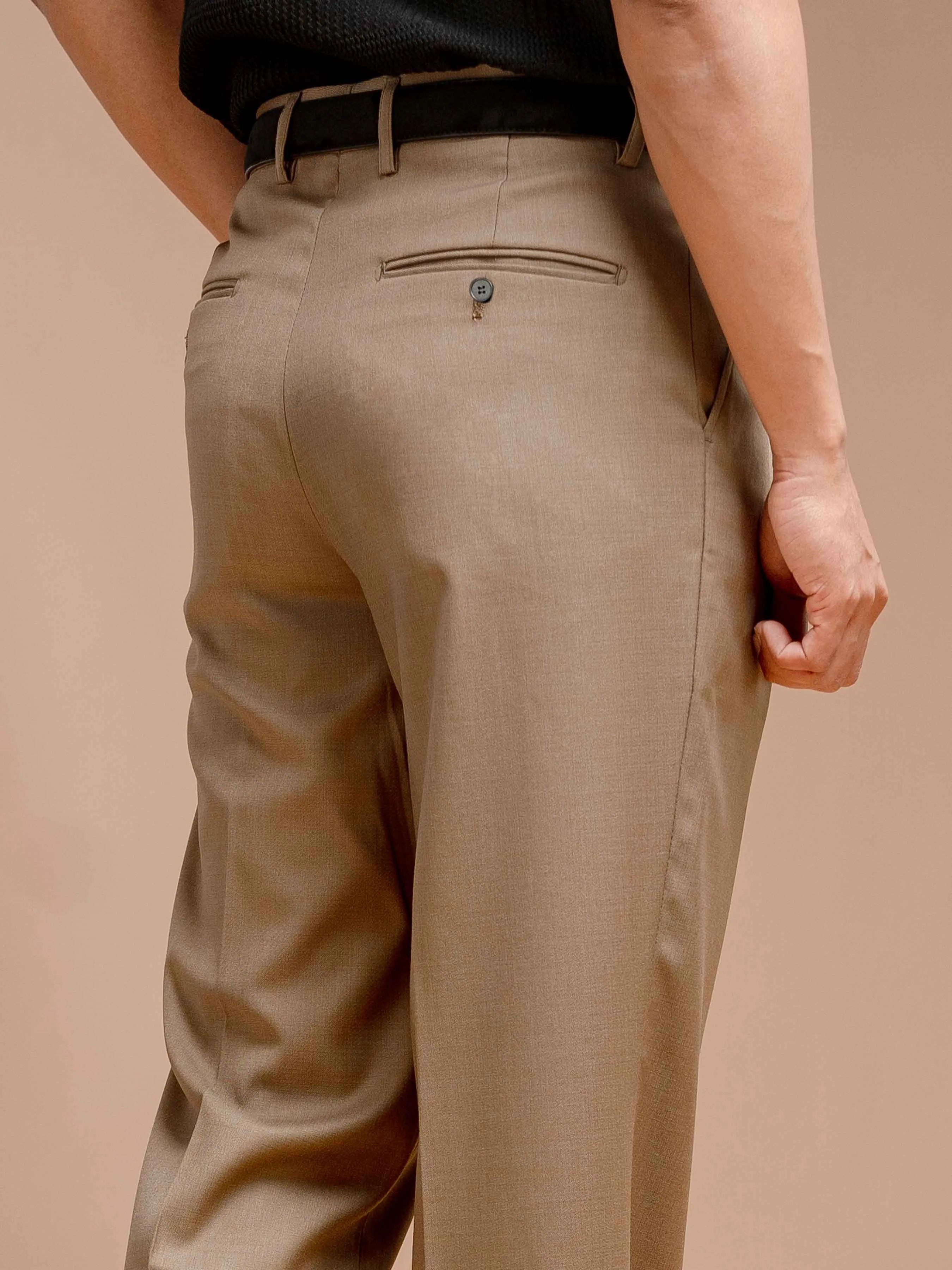 Vicolo Trousers With Belt Loop - Khakis Plain (Wide Fit)