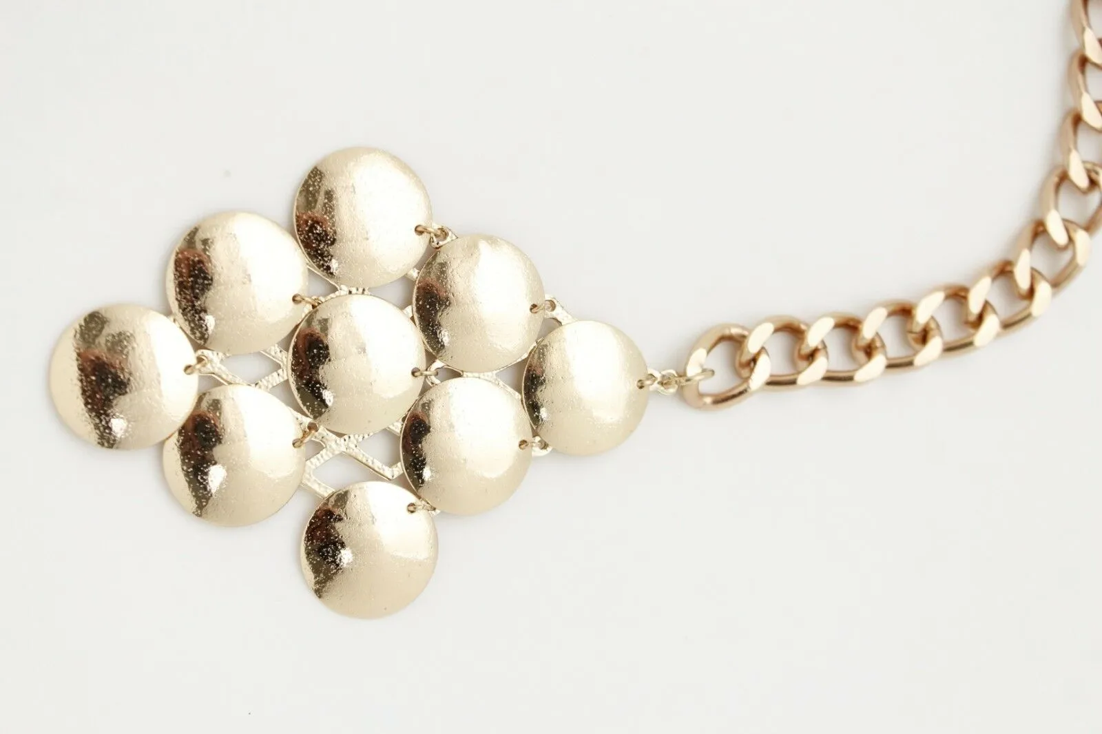 Women Gold Metal Chain Grape Retro Charm Skinny Narrow Waistband Belt M-XL