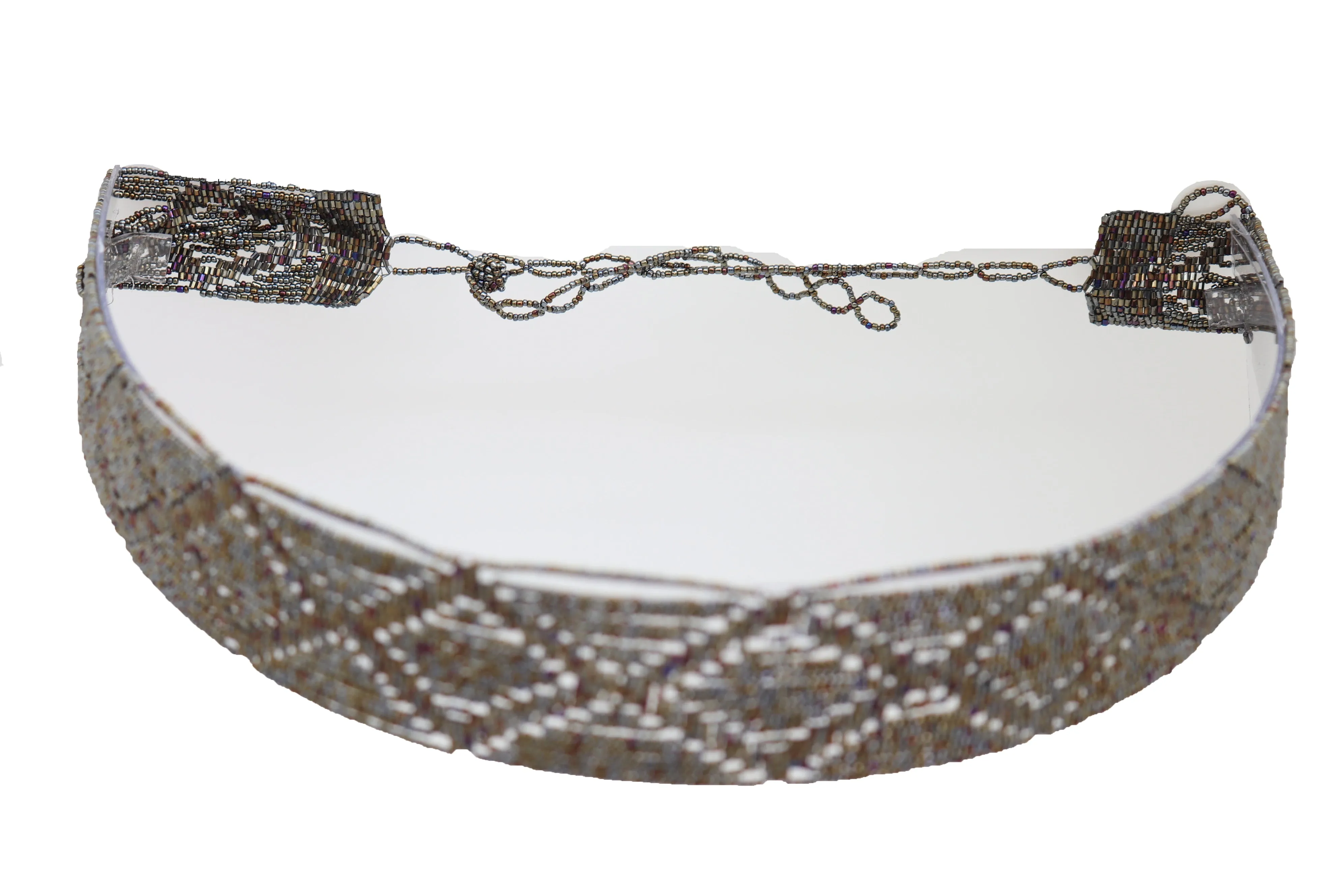 Women High Waist Hip Bronze Green Beads Wrap Around Tie Fashion Belt Adjustable Band Size M L