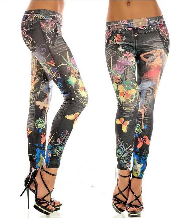 Women Leggings Jeggings Pants Women Leopard Belt Colorful Printed Leggings