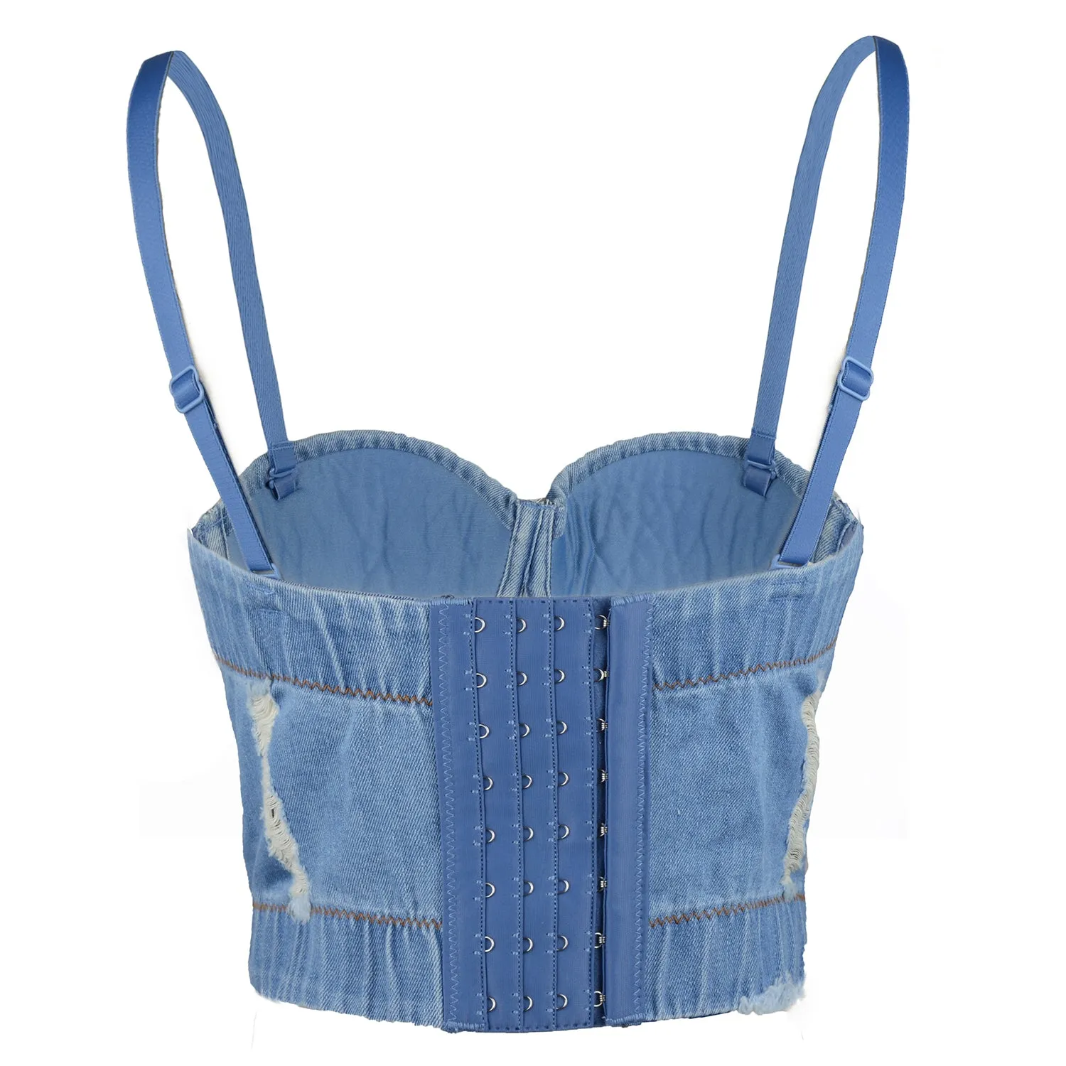 Women's Deium Bustier Crop Top Jean Corset Top