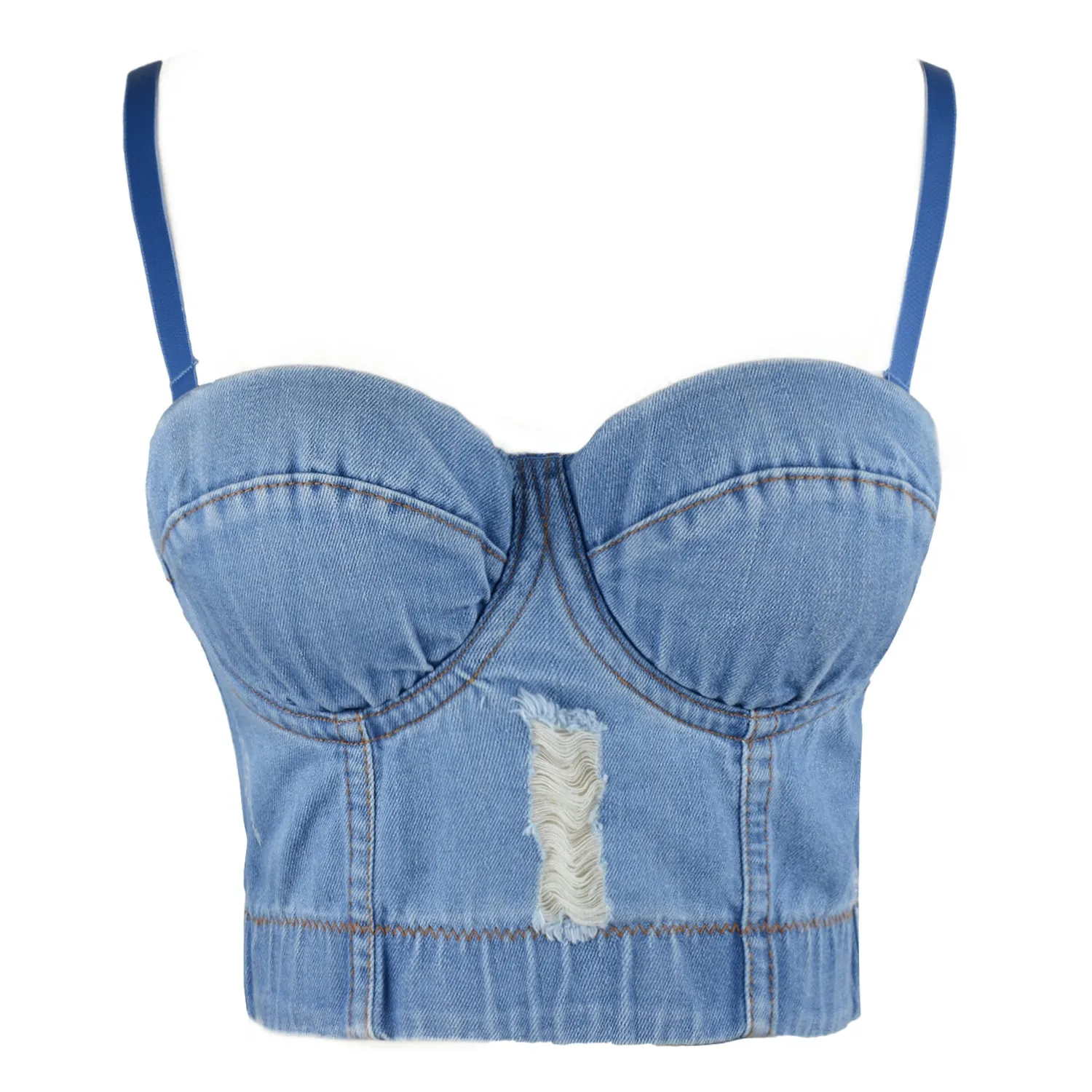 Women's Deium Bustier Crop Top Jean Corset Top