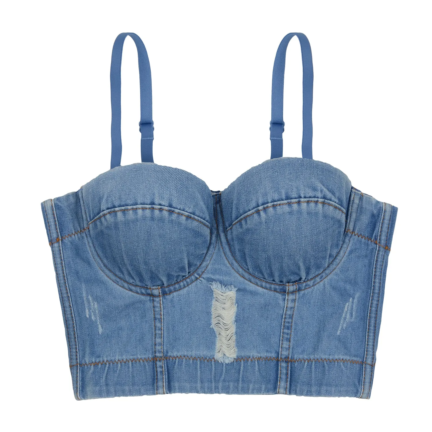 Women's Deium Bustier Crop Top Jean Corset Top