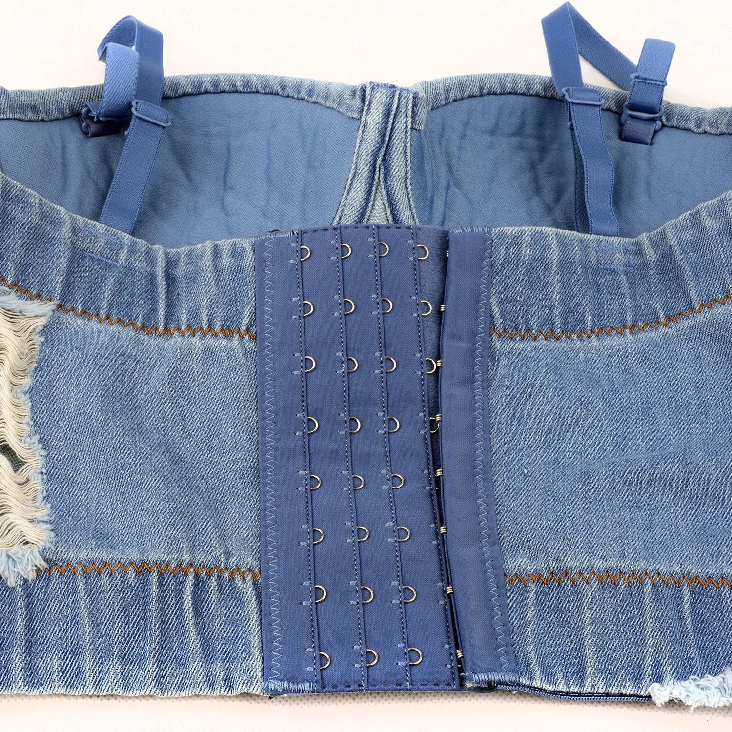 Women's Deium Bustier Crop Top Jean Corset Top
