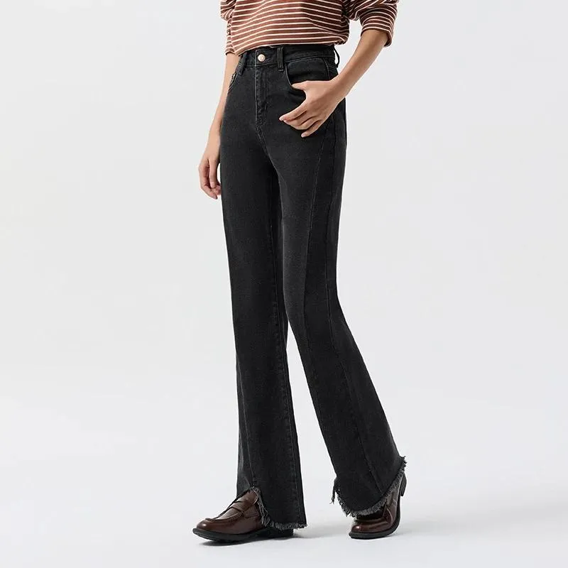 Women's Raw Edge Slit Flare Pants