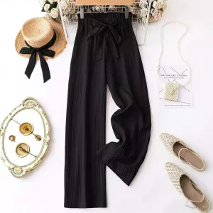 Women's Solid Color Belt Casual Pants