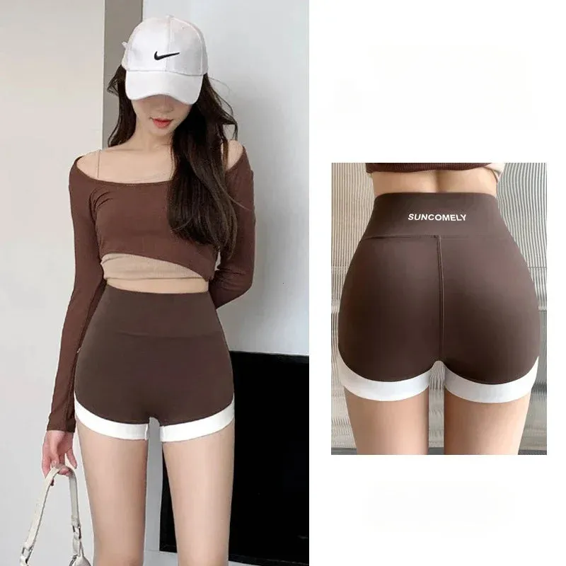 Women's Sports Pants Shorts - Contrast Color, Thin Fit, Hip Lift, Suitable for Underlay