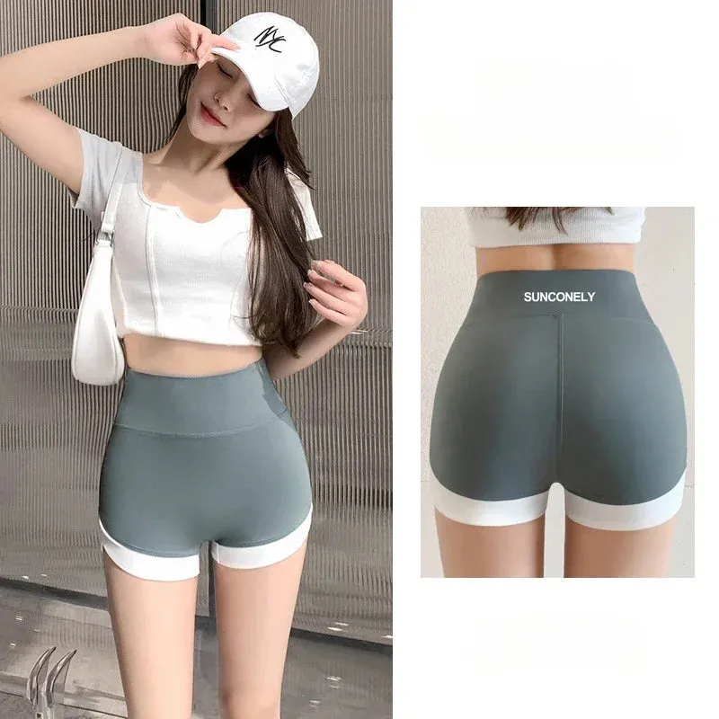 Women's Sports Pants Shorts - Contrast Color, Thin Fit, Hip Lift, Suitable for Underlay