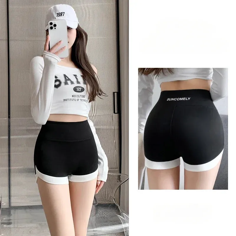 Women's Sports Pants Shorts - Contrast Color, Thin Fit, Hip Lift, Suitable for Underlay