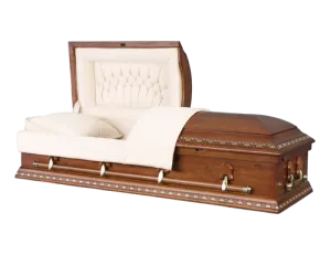 Wyoming Poplar Wood Casket with Ivory Velvet Interior