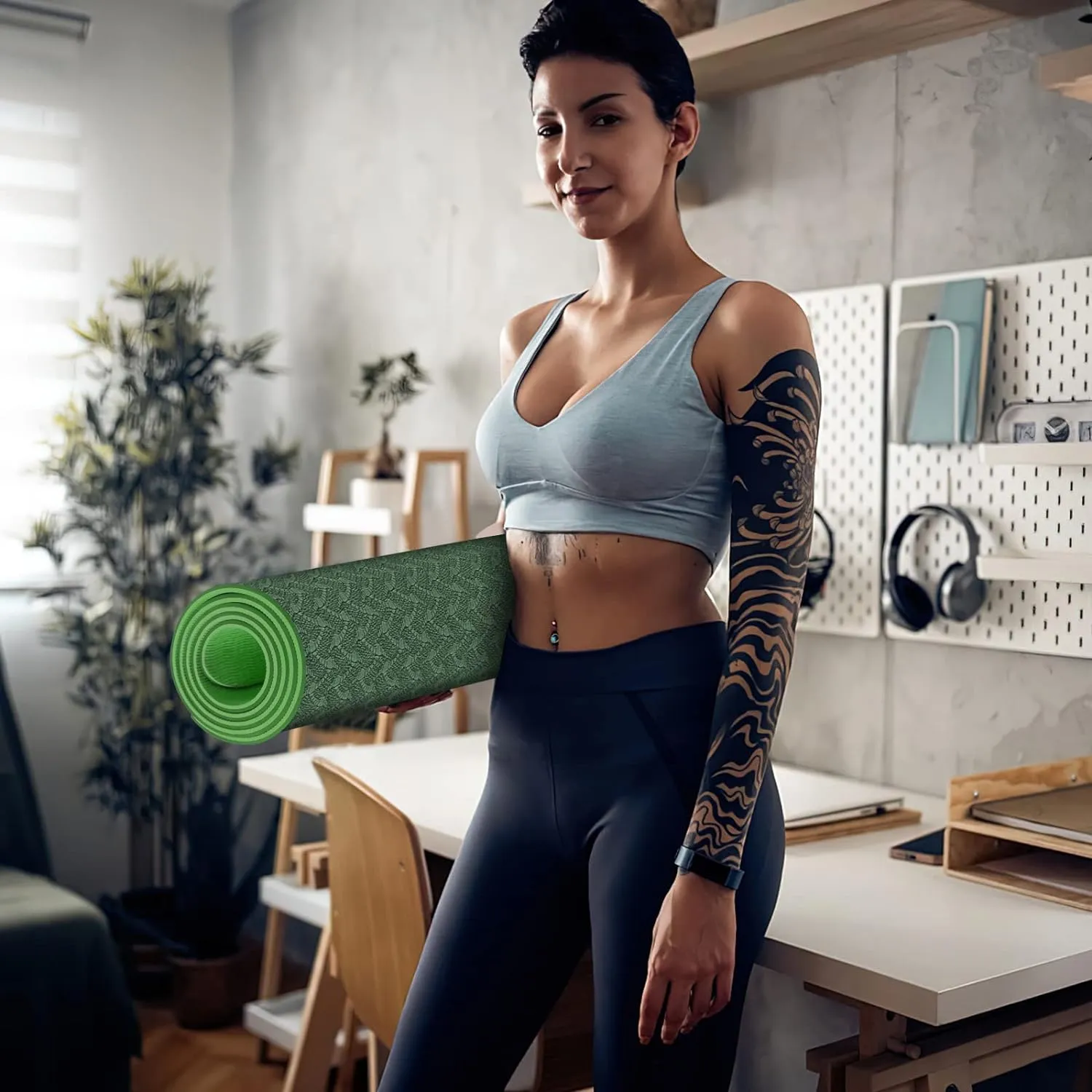 Yoga Mat 1/3 inch Exercise Mats 8mm  Non-Slip Extra Thick High-Density