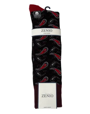Zenio Paisley Dress Socks - Black & Red
