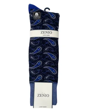 Zenio Paisley Dress Socks - Blue