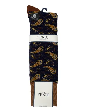 Zenio Paisley Dress Socks - Brown